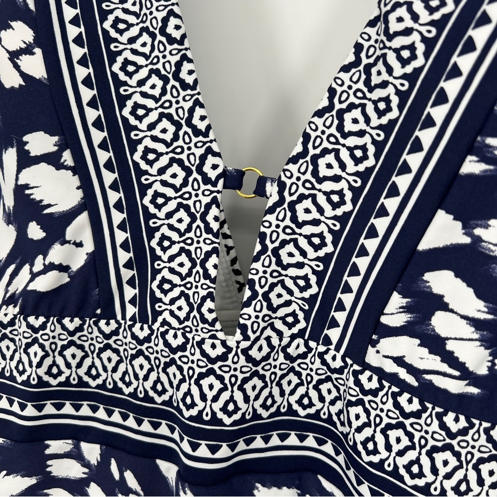 La Blanca Woman's Changing Tides Plunge One Piece Swimsuit in Indigo Blue New - Picture 4 of 14